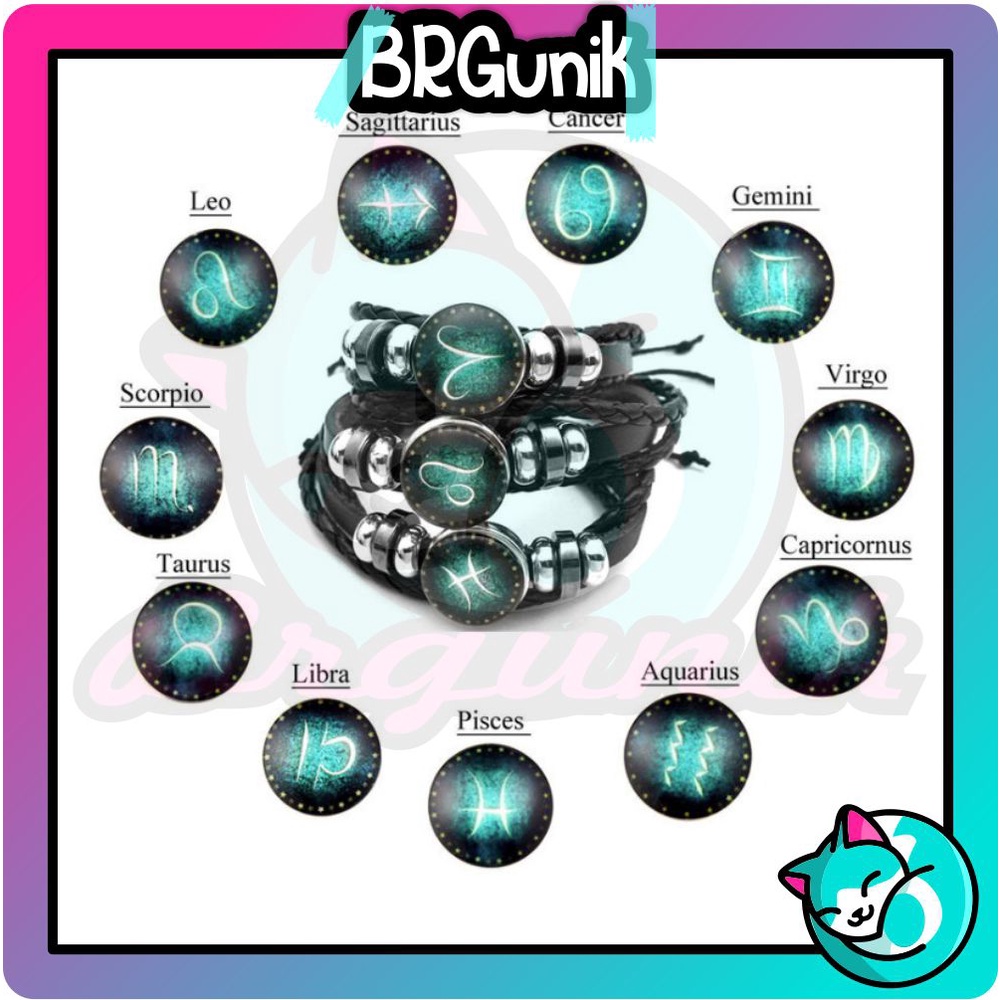 BRGUNIK Gelang Zodiak Import Gelang Tali Zodiac Unisex A001