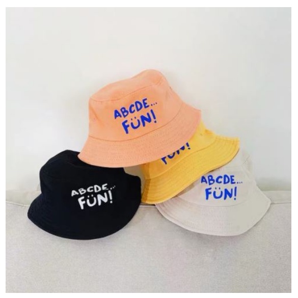 (HZ) TOPI BUCKET FASHION HAT ANAK MOTIF HURUF - TOPI ANAK UNISEX MOTIF ABCDE FUN