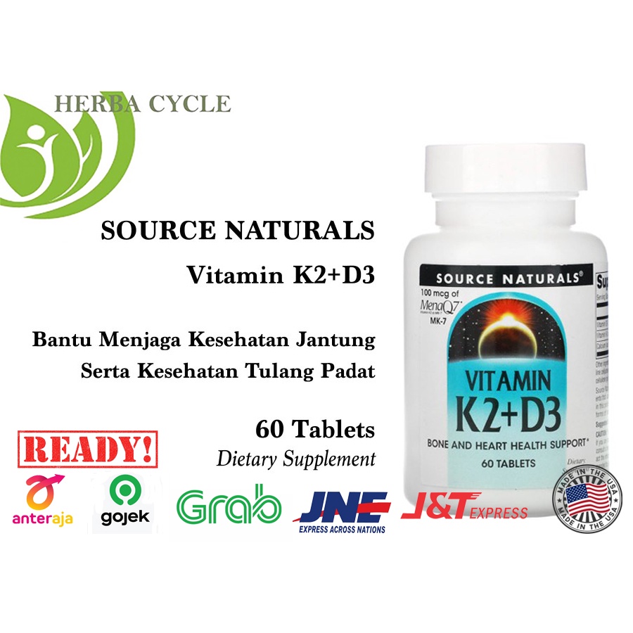 Source Naturals Vitamin K2 D3 60tab Kesehatan Jantung Tulang MK 7 USA