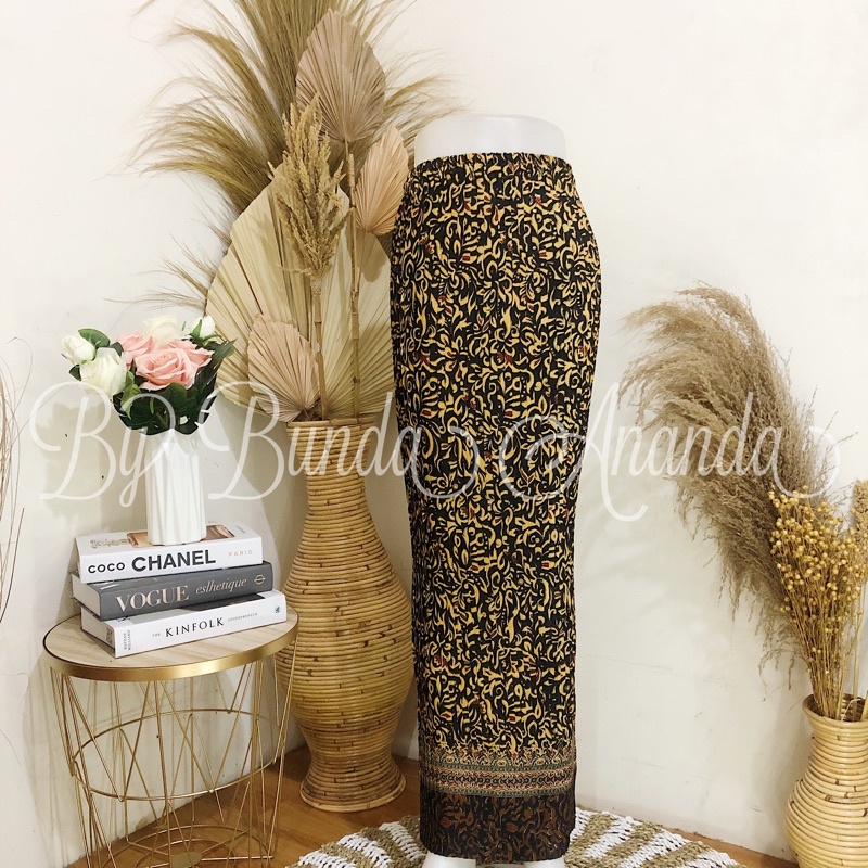 Rok Batik Plisket Fit S - JUMBO All Size-Keong Emas