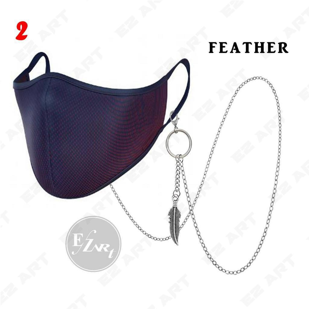 EDISI 2 - KALUNG MASKER RANTAI KPOP GANTUNGAN HEXAGRAM FEATHER SPIKE STAINLESS PRIA WANITA