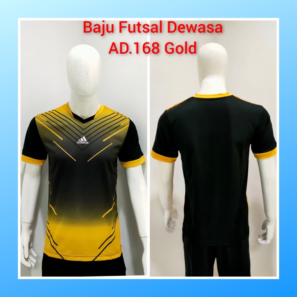 jersey futsal pria kaos sepak bola club baju atasan wanita dewasa t-shirt seragam custom jersy outfit klub olahraga gym kostum jogging jarsey soccer pakaian fitness oblong sports suit apparel AD168 gold