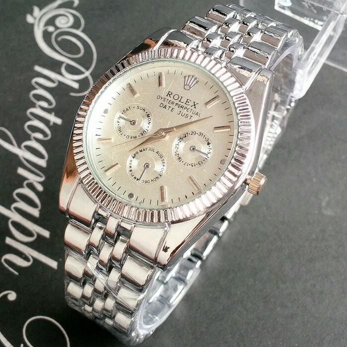 Cuci Gudang Jam Tangan Pria Rolex Murah / Jtr 932 Silver Plat Putih Besar