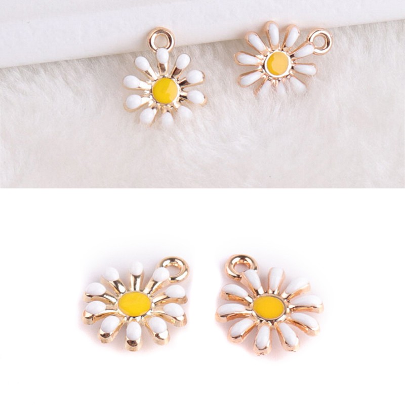 Hbid 10Pcs / Set Liontin Bentuk Bunga Matahari Bahan Alloy Untuk Membuat Perhiasan DIY