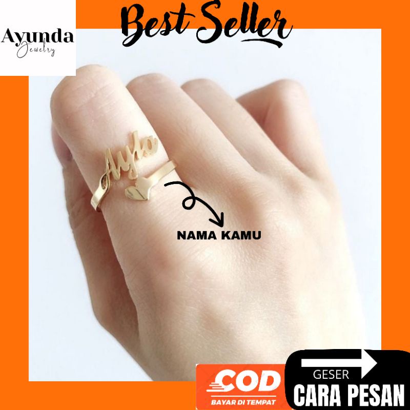 Cincin Nama titanium Custom nama anti karat Cincin korea