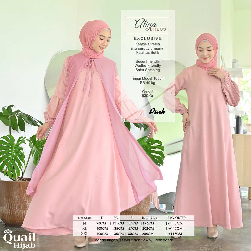 RESTOKKK ~ATIYA DRESS~ DRESS EKSLUSIVE UNTUK MUSLIMAH BY QUAIL