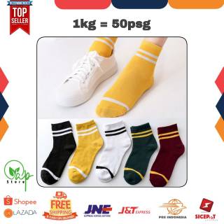  YS 1kg 50psg Kaos  kaki  polos garis panjang kaos  kaki  