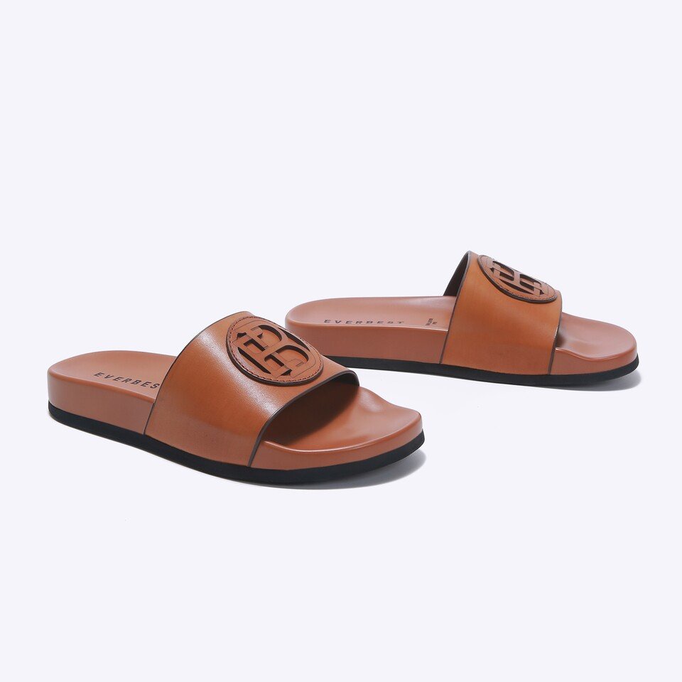 EM46 SANDAL SLIDE EVERBEST PRIA ORIGINAL CASUAL KULIT BRANDED COKLAT