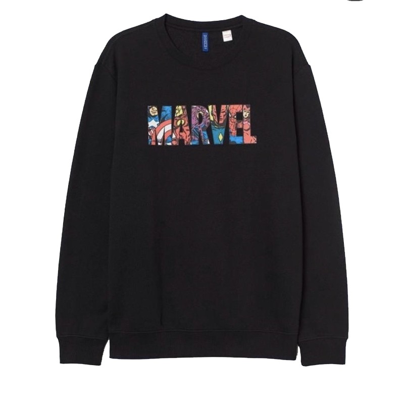 Crewneck HnM Nasa Black Marvel / Sweater Hoodie crewneck Hitam Marvel