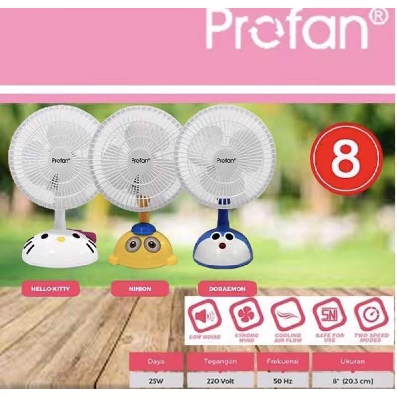 KIPAS ANGIN MEJA DUDUK DORAEMON 8&quot; KENCANG DESK FAN 8 INCH SWING KIRI KANAN