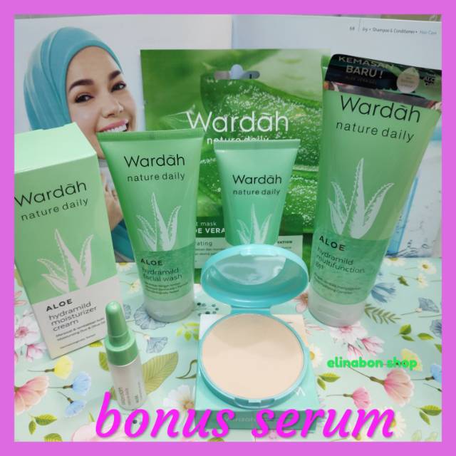 Wardah paket nature daily bonus serum