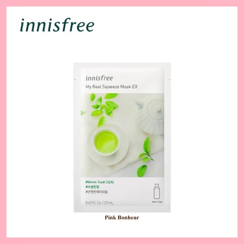 Innisfree My Real Squeeze Sheet Mask Green Tea EX Calming & Trouble Care Original Masker Wajah ml Im