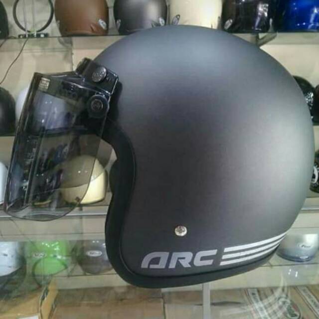Helm arc kaca datar abu dof original pakai kaca bogo