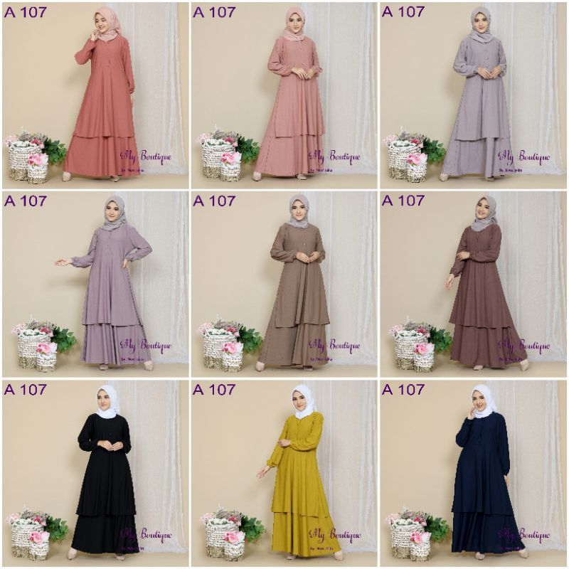 My Boutique Fashion Gamis A107 Polos Kancing Busui Friendly Stella Crepe Premium Gamis Malaysia