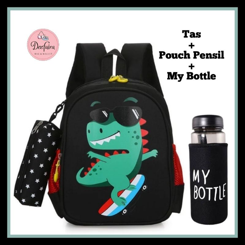 Tas Sekolah Anak TK SD Backpack Reptil Free My Bottle