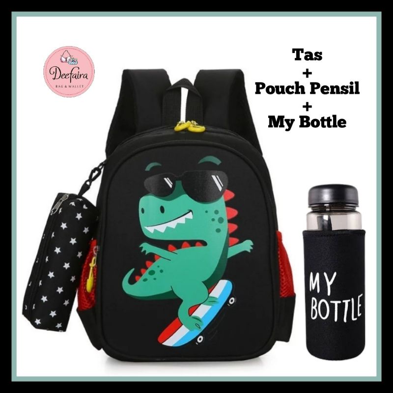 Tas Sekolah Anak TK SD Backpack Reptil Free My Bottle