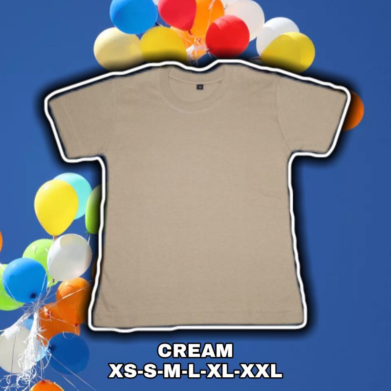 Kaos Polos Anak Pria 1-12 Tahun Cotton Combed 30s Warna Cream Unisex  Kualitas Distro Tebal Preloved