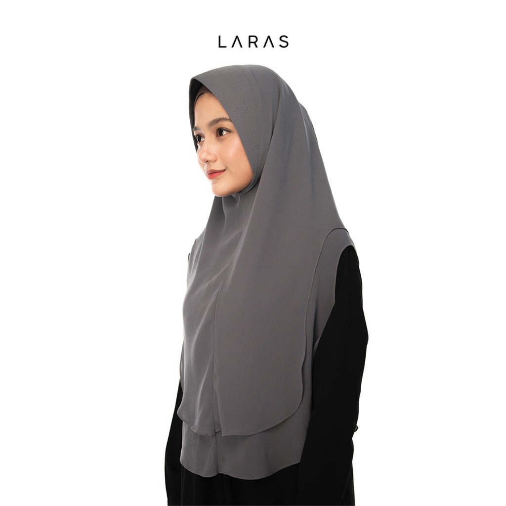 Kerudung Hijab Khimar Instan Bergo Dua Layer Ceruty Babydoll Premium Warna Abu Tua By Laras