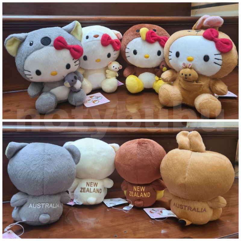 Hello Kitty Australia New Zealand Koala Kangaroo Kiwi Monkey Plush Doll and Mascot Keychain