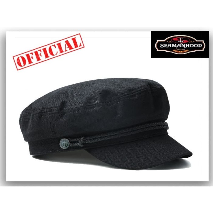 DISKON HARGA Fiddler Cap/ Topi Pelaut/ Topi Sailor/ Topi kapten Black/Grey Polos AR139