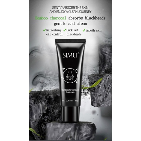 SIMU Bamboo Charcoal Blackhead Mask Masker Wajah Angkat Komedo Original