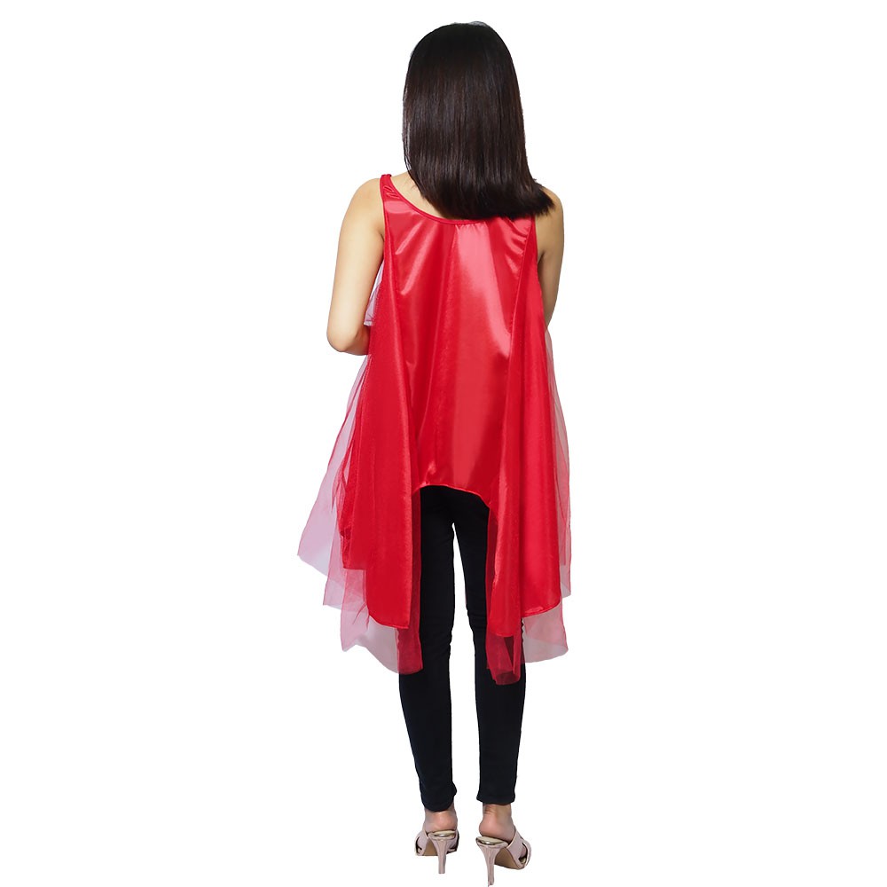 FOLVA baju pergi casual wanita satin 1237RCS merah all size