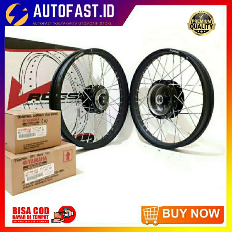 VELG ROSSI RX KING HITAM RING 18 UKURAN 185/215 x 18 SET TROMOL ORIGINAL RX KING  PRODUK