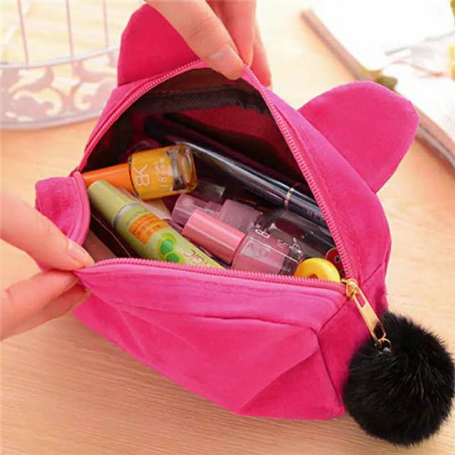 Tas pouch kosmetik / makeup mini motif alis kucing