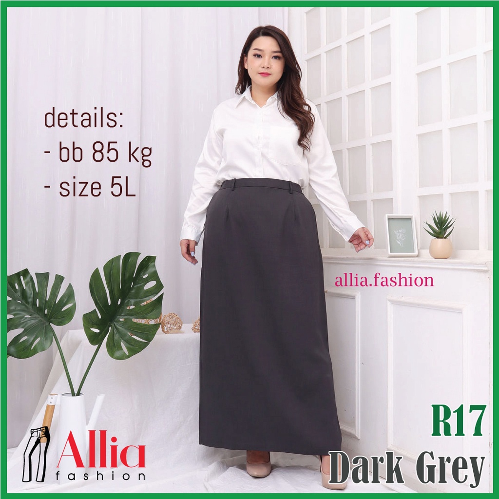 ALLIA R17 DARK GREY M - 7L - ROK SPAN WANITA - ROK SPAN JUMBO - ROK SPAN PANJANG WANITA