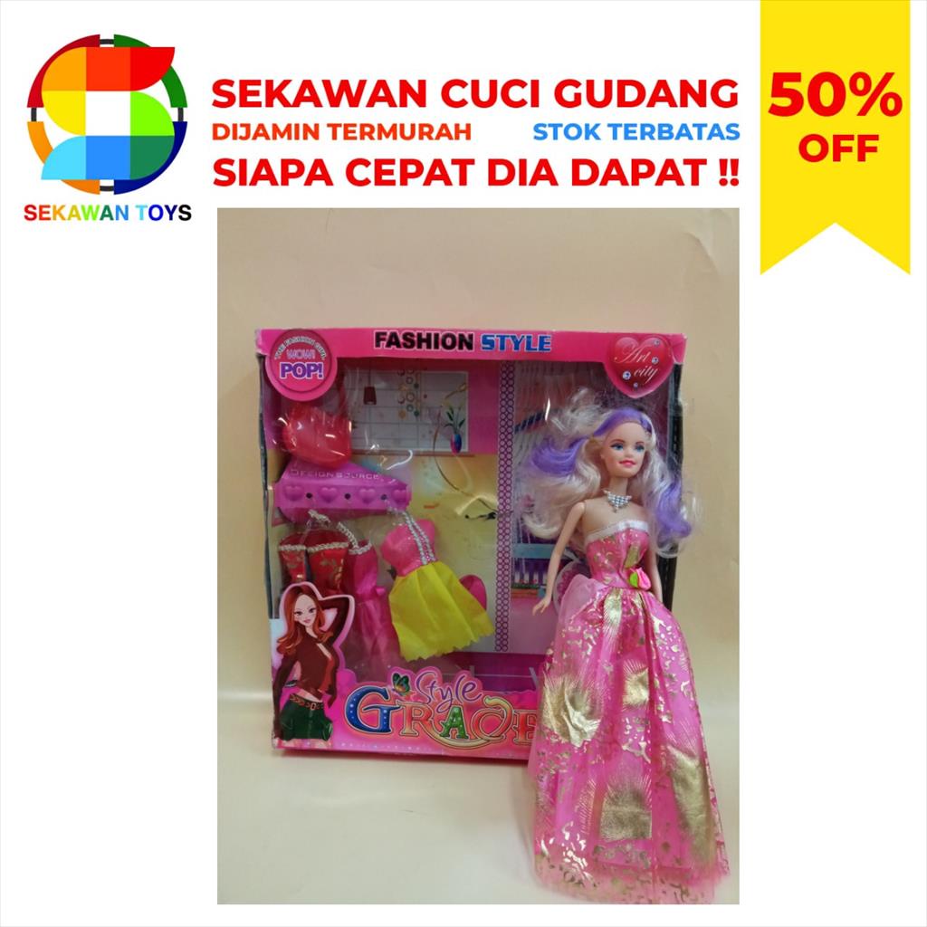 Mainan Boneka/Style Grace 1  Boneka + 3 Baju Sekawan Sale 21