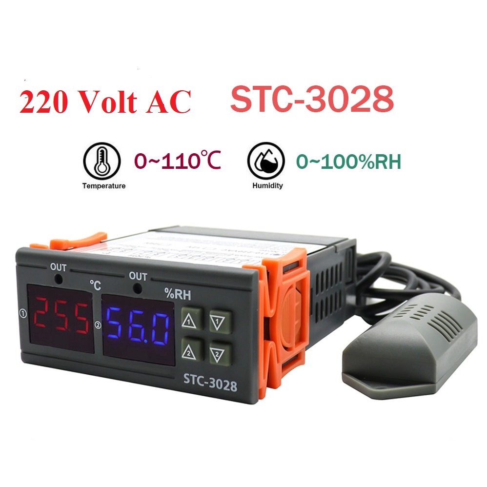 Thermostat Termostat Termohygrostat Hygrostat Digital Kontrol Suhu Kelembaban Temperature Humidity Controller 220V AC  STC3028 STC 3028