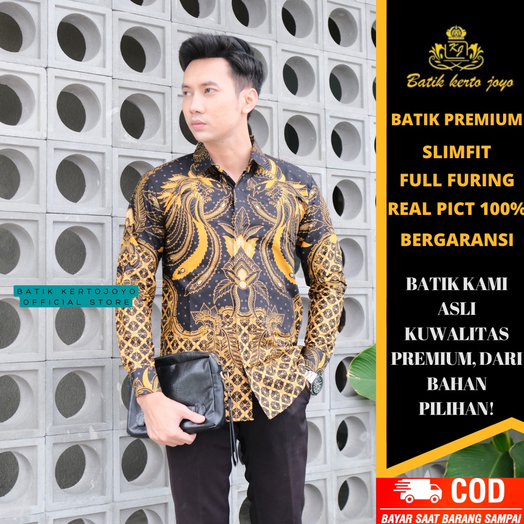 Batik pria modern slimfit Baju Batik Pria Lengan Panjang slimfit baju batik Slimfit pria premium baju seragam BATIK KERTOJOYO KJ031 kemeja batik pria lengan panjang full furing baju batik alisan pria Kemeja batik slim fit batik pria premium PRABUSENO