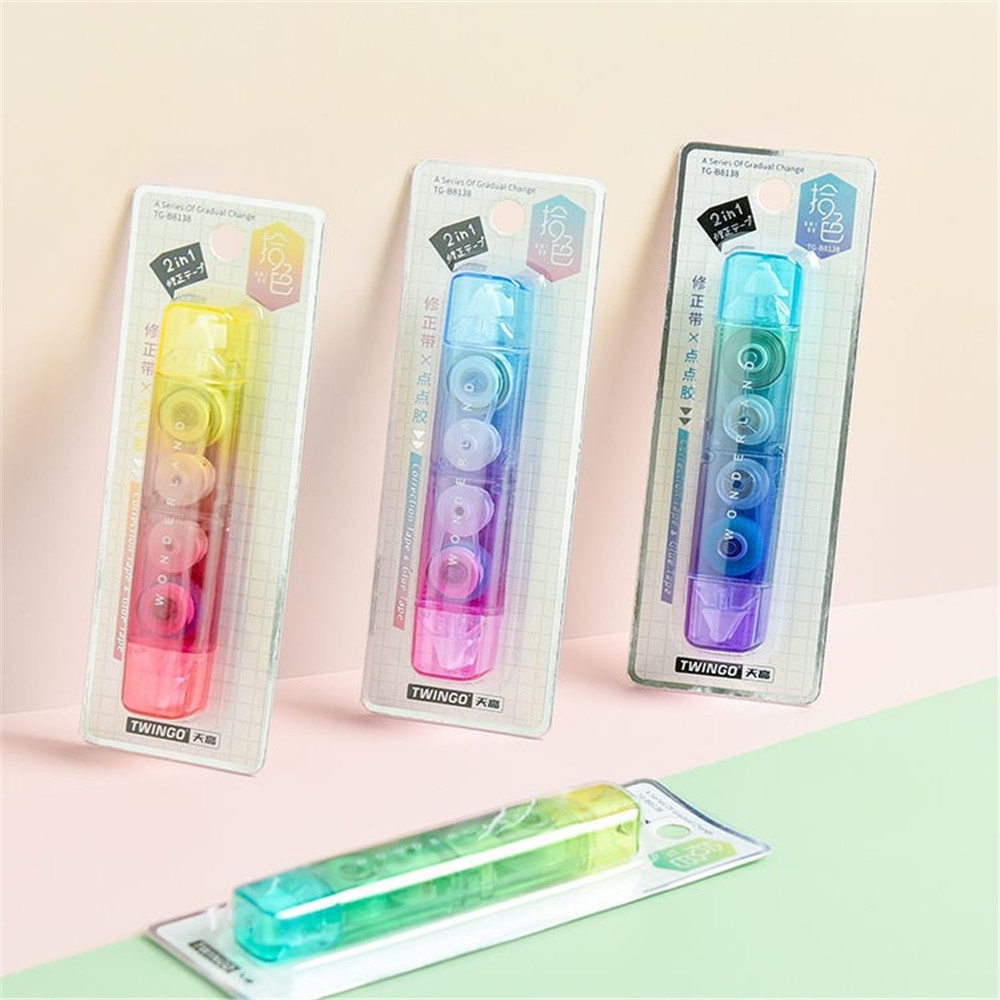 1pc Correction Tape Dua Sisi Warna Gradasi Untuk Sekolah / Kantor
