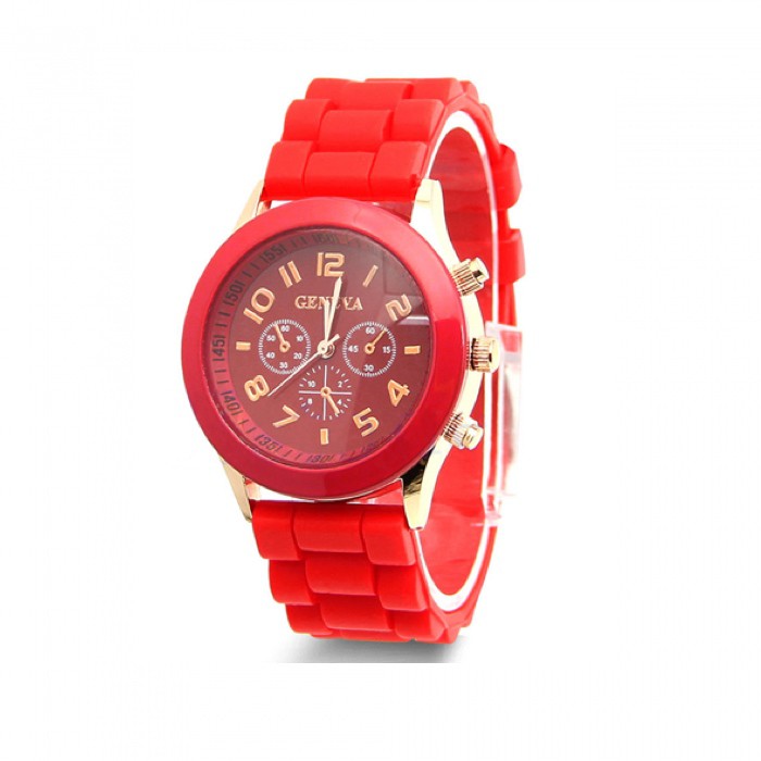 Geneva Fashion Rubber Jam Tangan Wanita - Merah - KRT