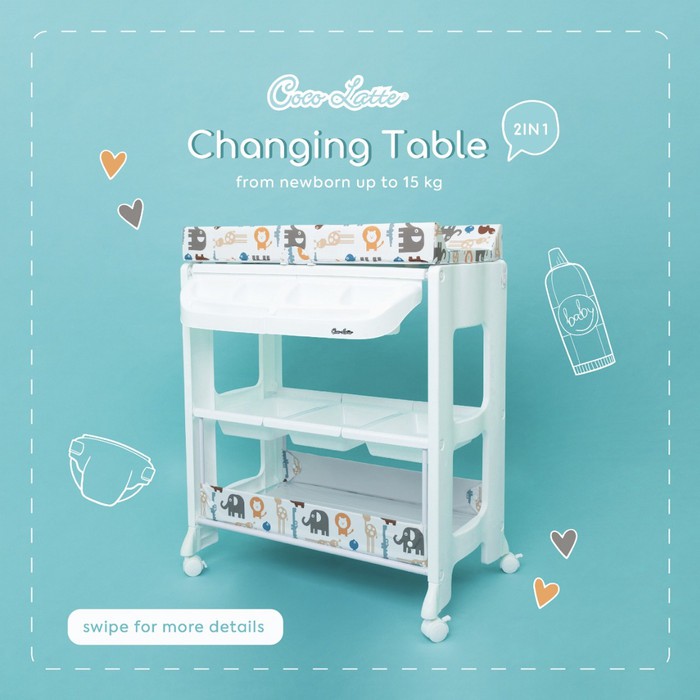 Cocolatte Changing Table / Baby Tafel / Bak Mandi