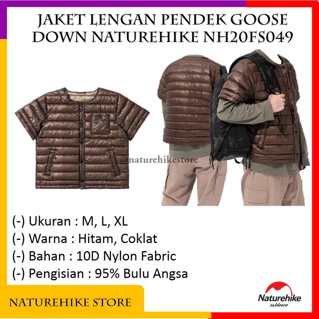Jaket Lengan Pendek Goose Down Bulu Angsa Camping Outdoor Gunung Hiking Fashion Waterproof Breathabl