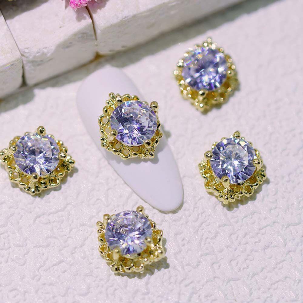 AUGUSTINA Agustina Bulat Kuku Berlian Imitasi Mewah Mengkilap 3D Kuku Pesona Nail Art Dekorasi Nail Art Ornamen Alloy Zirkon Nail Drills