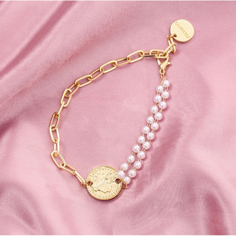 Gelang Wanita B3747 KOMBINASI Ranai Pearl Coin Korea Fashion Elegan Women Bracelet Jewelry Aksesoris Cewek