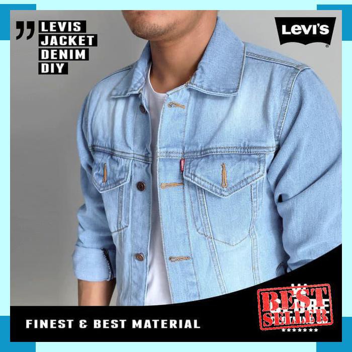 Terlaris jaket pria / jaket jeans / jaket denim / jaket levis - Biru Muda- L