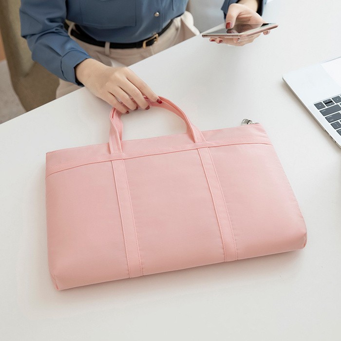 Tas Laptop / Macbook Sleeve Jinjing Women Woven Nylon Bag 13 14 inch - pink