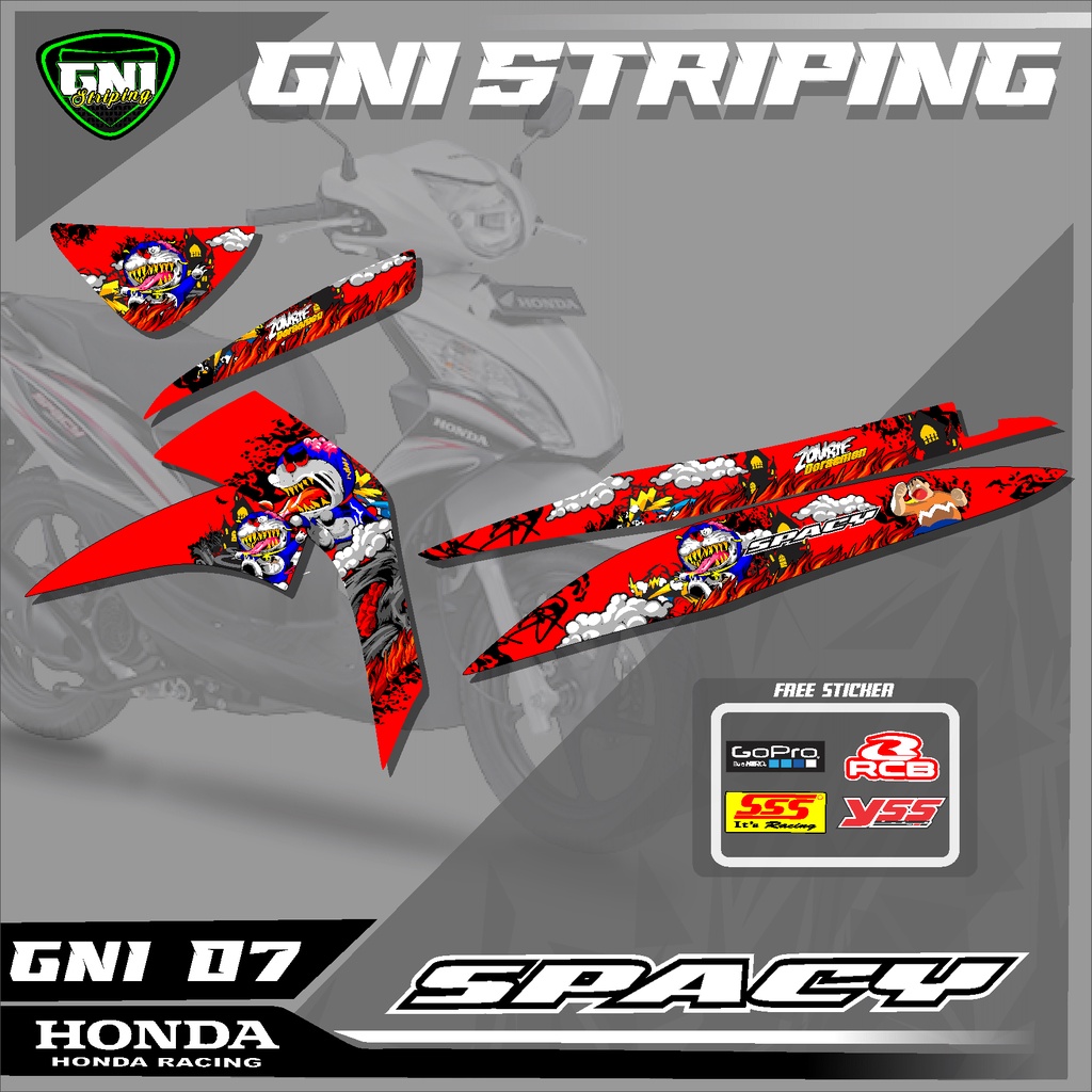 [COD] Sticker Striping Variasi List Honda SPACY FI 2012 2013 Desain DORAEMON ZOMBIE Terlaris 07