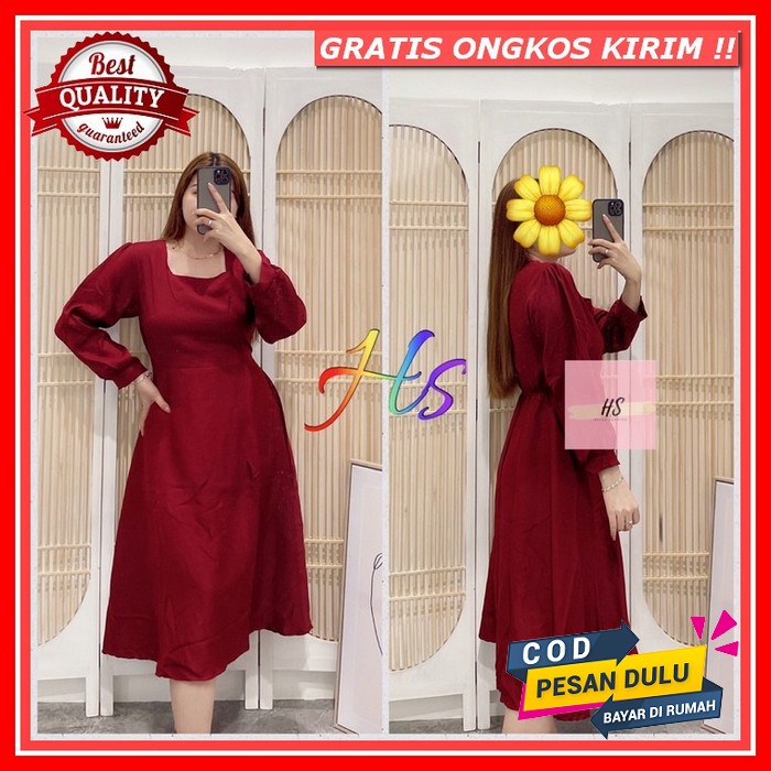 Ready Chiko 치고 Dress Korean Look Vintage Casual Formal Midi Kondangan Prewed Wedding Putih White Mar