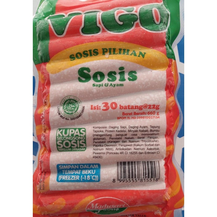 

VIGO SOSIS SAPI DAN AYAM 660gr ISI 30 Pcs