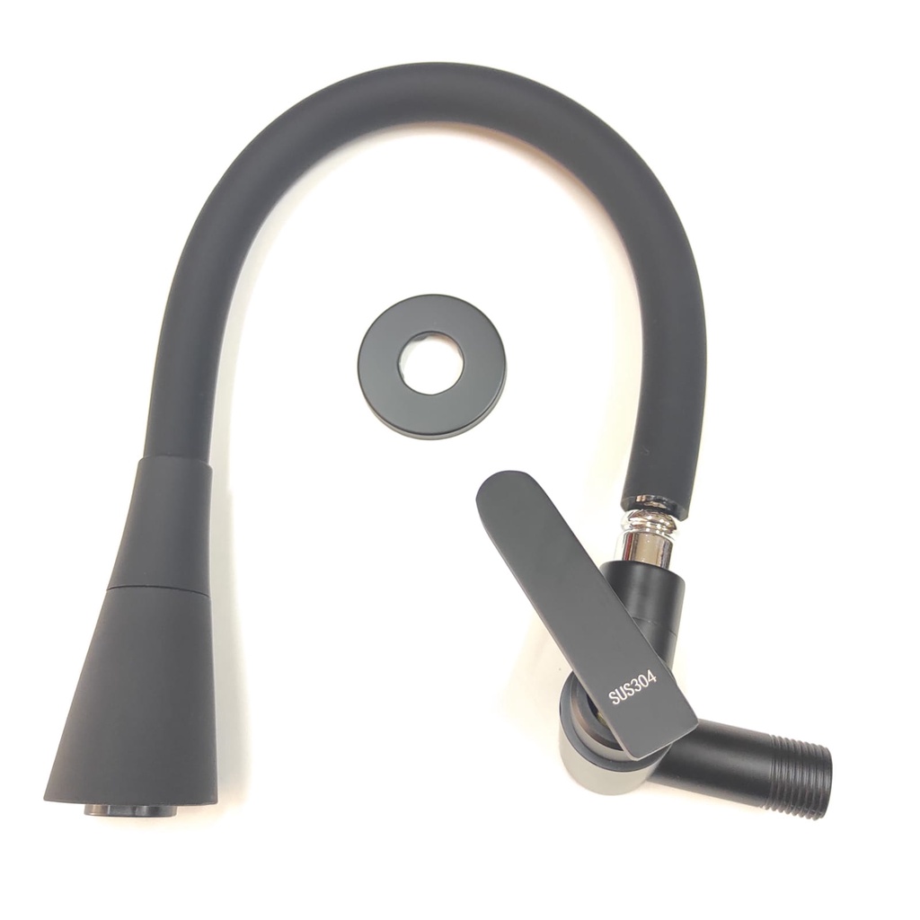 Kran air Angsa Fleksibel 2in1 TEMBOK Stainless 304 HITAM 37A -keran air sink flexible faucet  H30