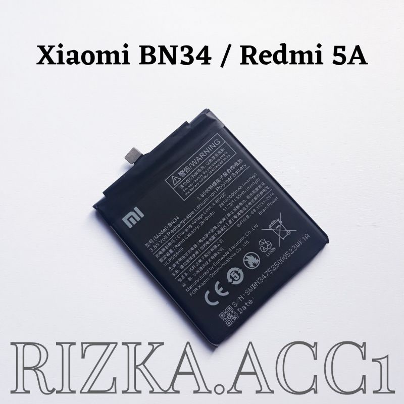 Baterai Batre Hp Xiaomi BN34 / Redmi 5A BN-34  Battery Batere Hp