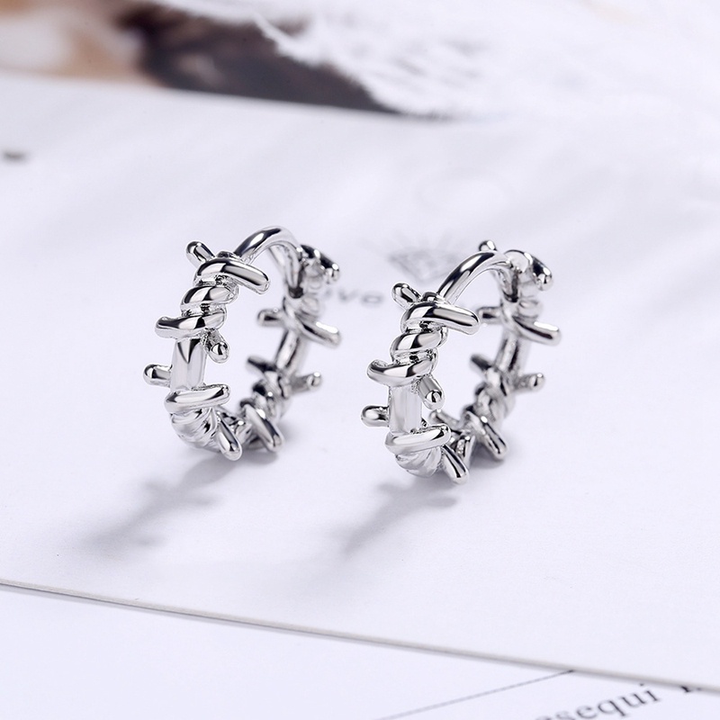 Anting Bulat Bahan Sterling Silver 925 Warna Hitam Untuk Wanita