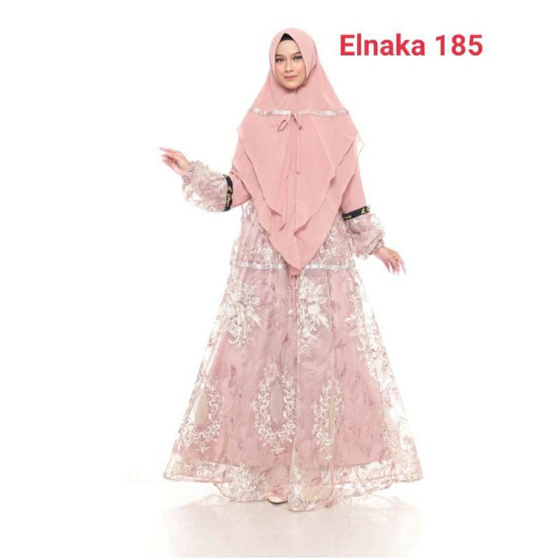 Elnaka 185_Gamis syari ceruty brukat premiun by elnaka ori
