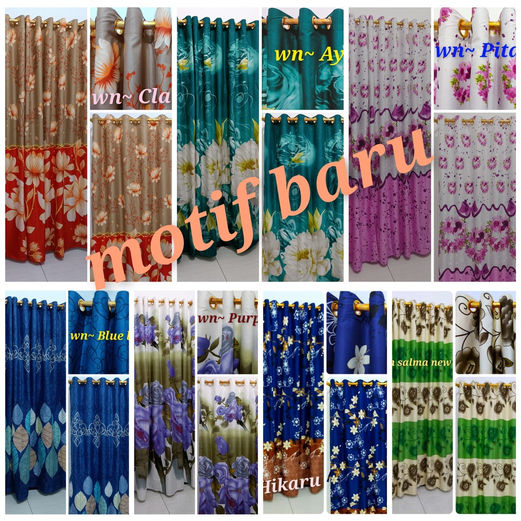 Waty grosir New motif gorden homemade best seller smokring besar uk 135x220 gorden pintu 12 ring