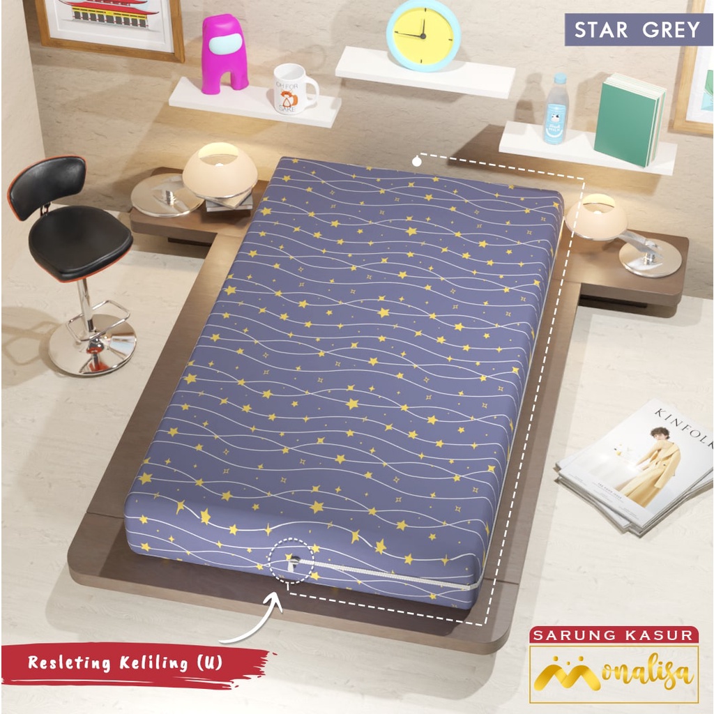 Monalisa Premium Sarung kasur Uk 90/100/120 T 15/20 - Star Grey