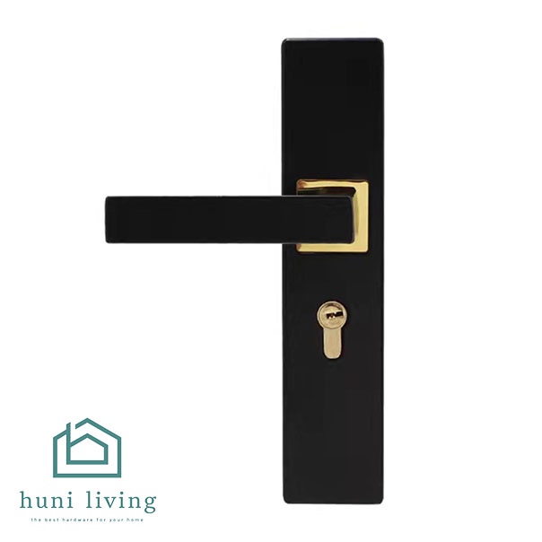 Kunci Handle Set Gagang Pintu Utama Minimalist Emas Black Doff Premium